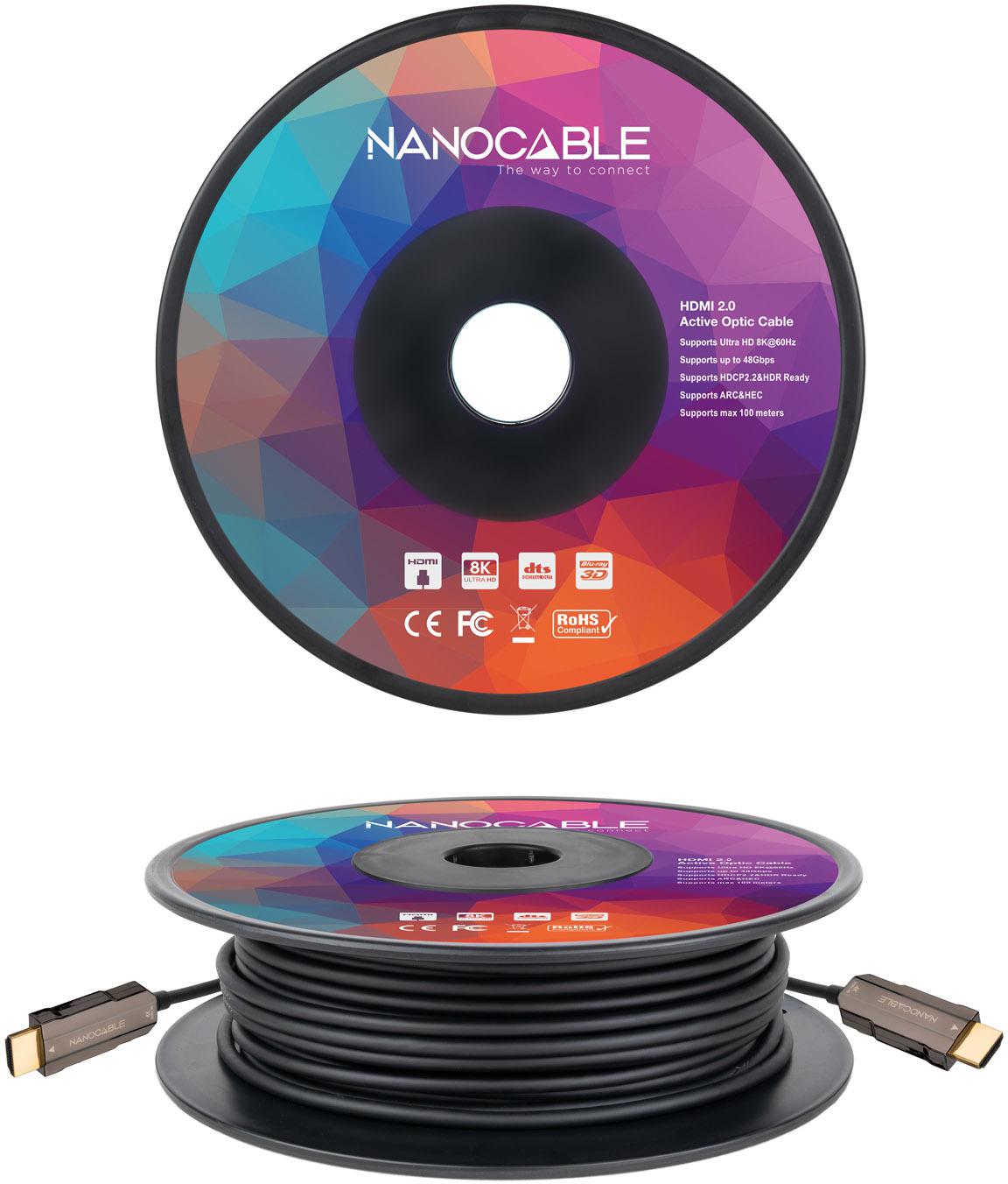 Nanocable - Cable Nanocable HDMI V2.0 AOC 18Gbps 30M Negro
