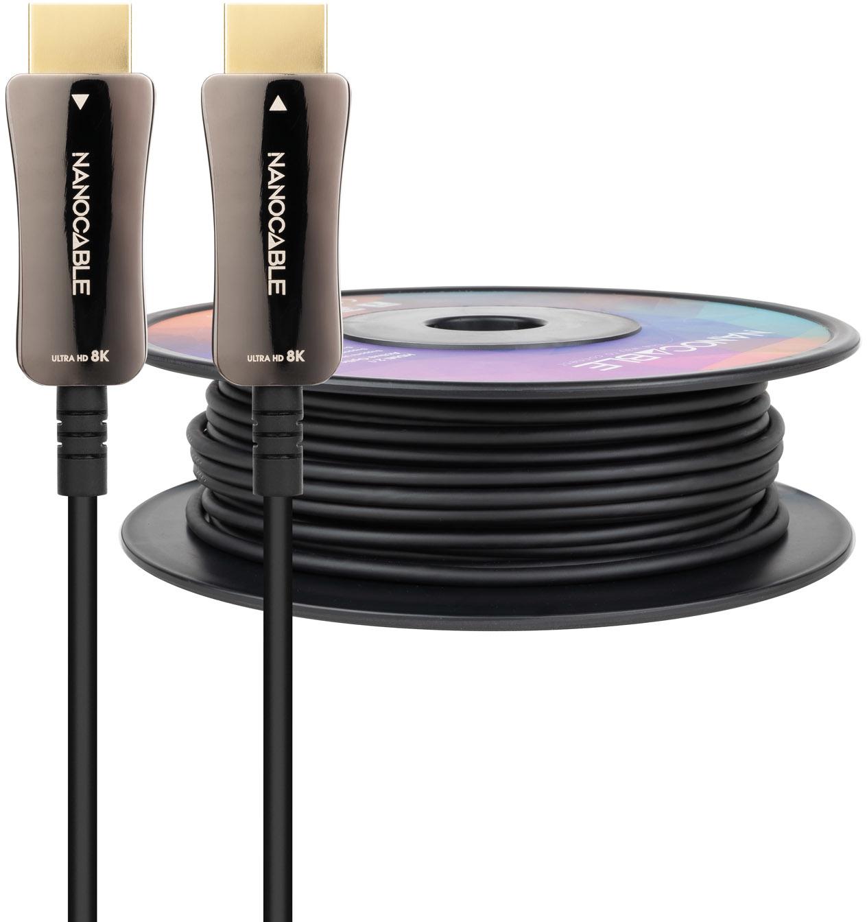 Cable HDMI V2.1 AOC Nanocable 8K@60Hz 4K@120Hz 48Gbps A/M-A/M 30 m Negro