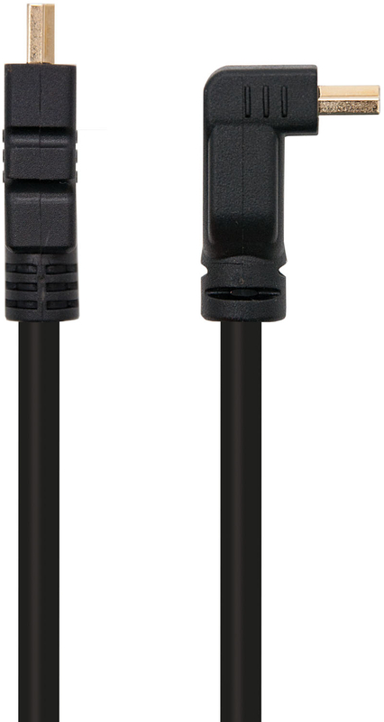 Nanocable - Cable HDMI HEC 90º USB-A M/M 1.8 M Negro