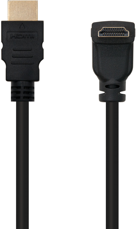 Nanocable - Cable HDMI HEC 90º USB-A M/M 1.8 M Negro