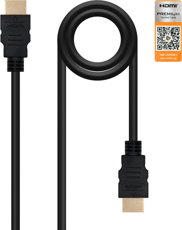 Cable HDMI V2.0 4K@60Hz 18Gbps / Ethernet NanoCable USB-A M/M 3 M Negro