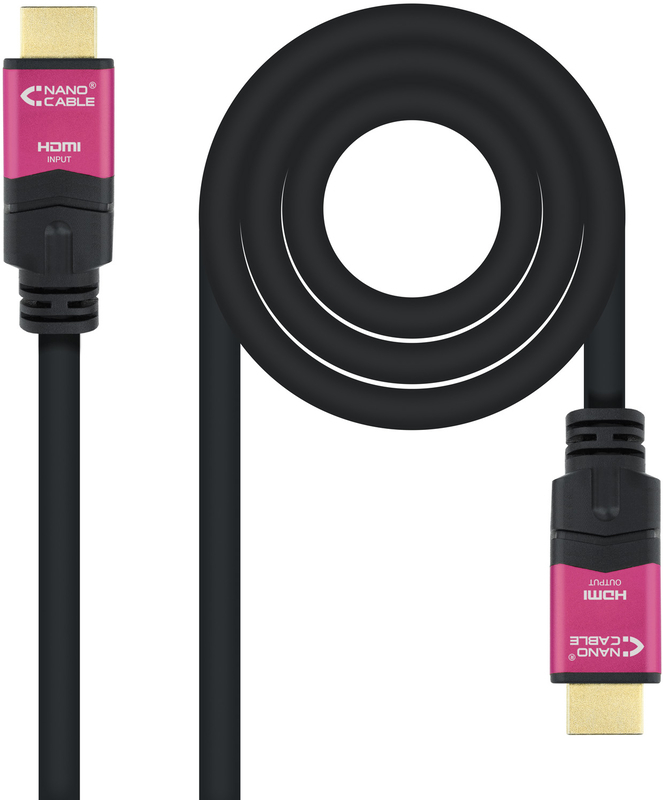 Cable HDMI V2.0 4K@60Hz 18Gbps NanoCable USB-A M/M 15 M Premium Negro