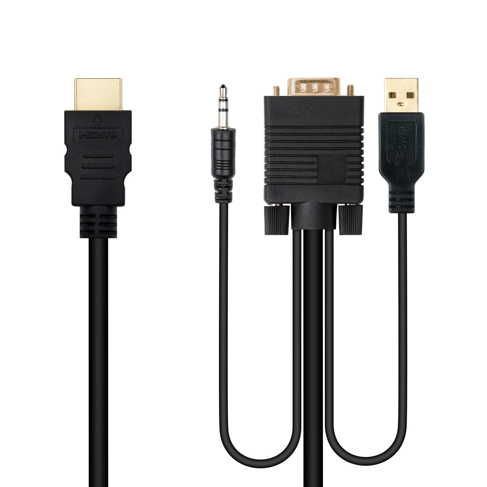 Nanocable - Cable Conversor Nanocable HDMI > VGA + Jack 3.5 + USB-A 1.8M Negro