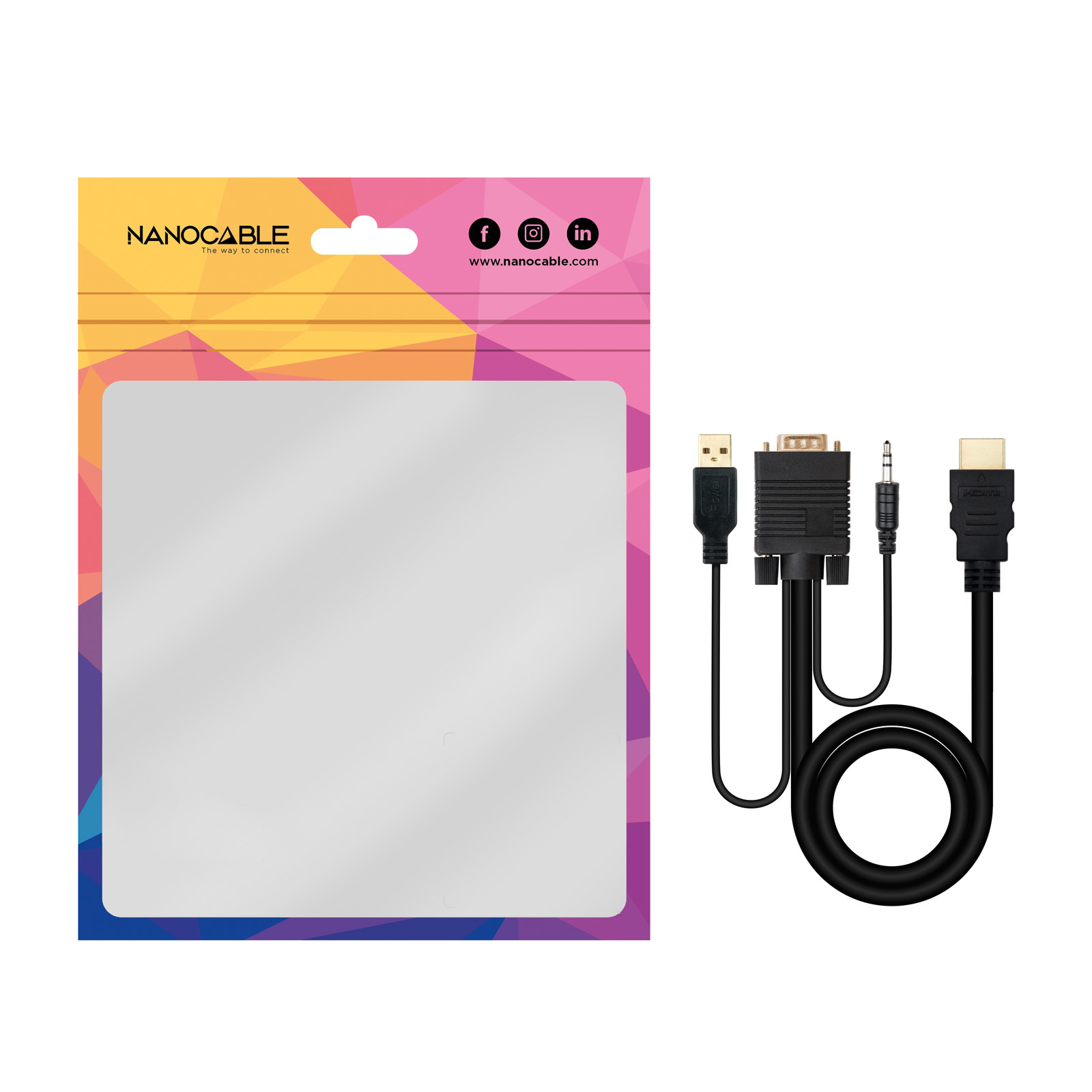 Nanocable - Cable Conversor Nanocable HDMI > VGA + Jack 3.5 + USB-A 1.8M Negro