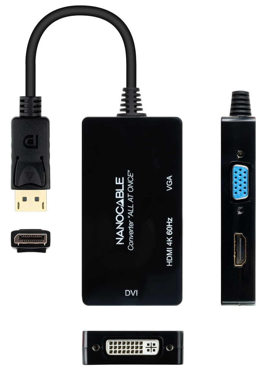 Nanocable - Adaptador NanoCable DisplayPort para HDMI / DVI / VGA 20 CM Negro