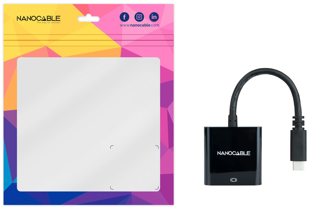 Nanocable - Adaptador NanoCable USB-C M para VGA F 10 CM Negro