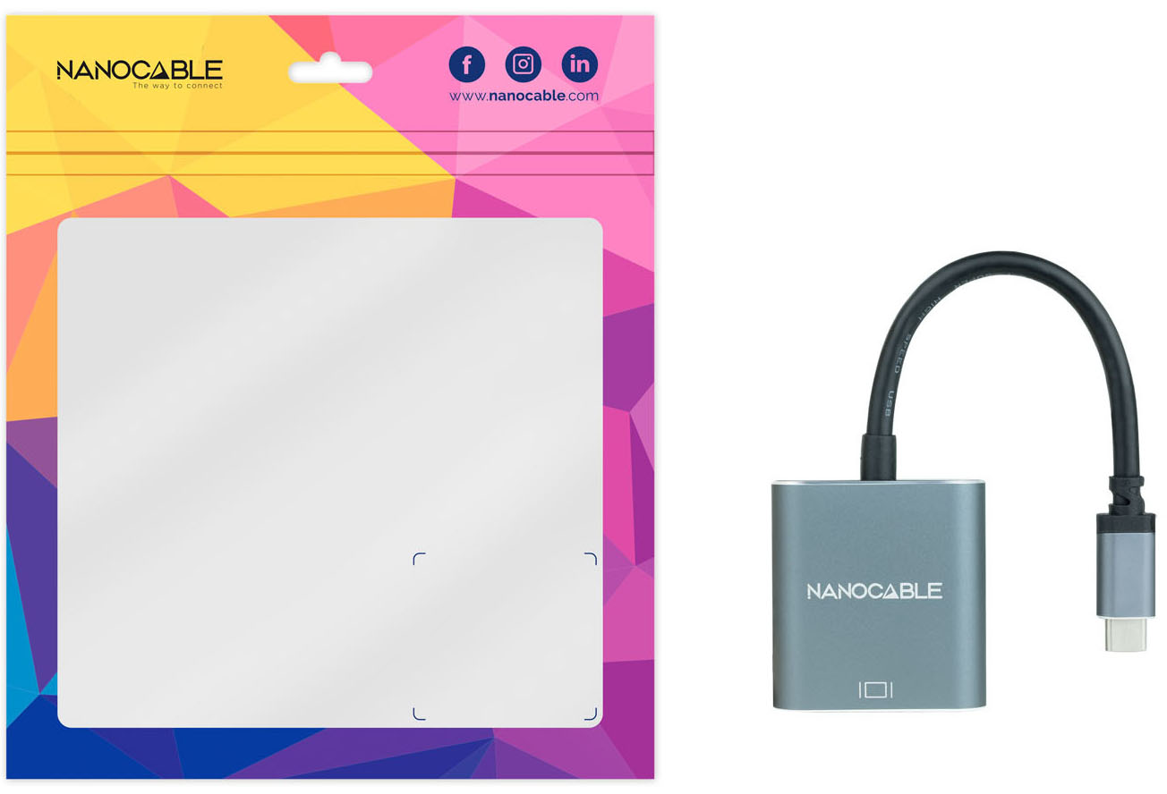 Nanocable - Adaptador NanoCable USB-C M para VGA F 10 CM Gris