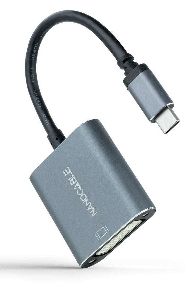 Nanocable - Adaptador NanoCable USB-C para DVI-D 15 CM Gris