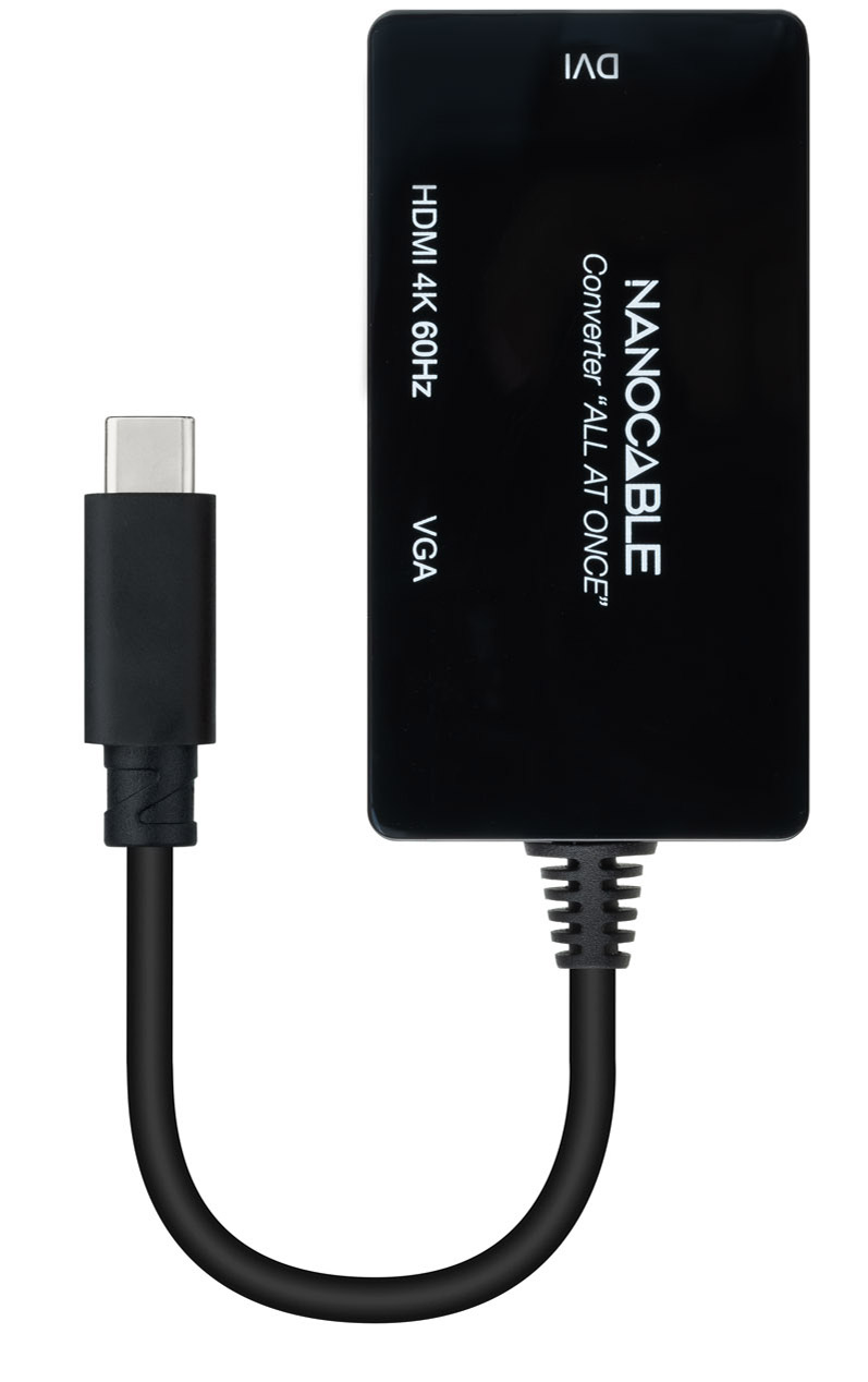 Adaptador NanoCable USB-C para HDMI / DVI / VGA 20 CM Negro