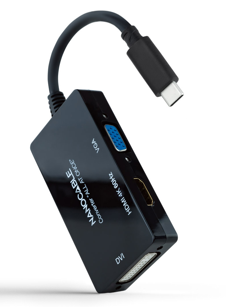 Nanocable - Adaptador NanoCable USB-C para HDMI / DVI / VGA 20 CM Negro