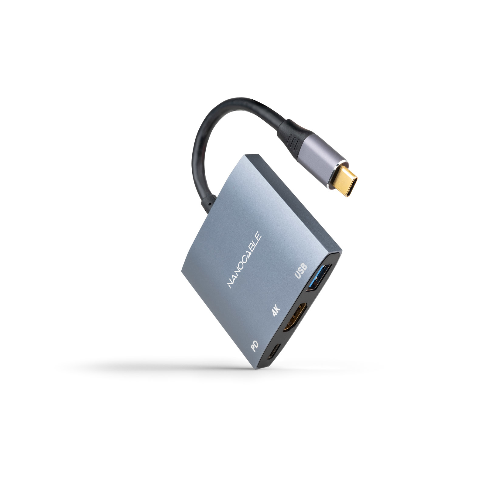 Adaptador Nanocable USB-C > HDMI + USB + USB-C (PD60W) Compatible con Thunderbolt 3