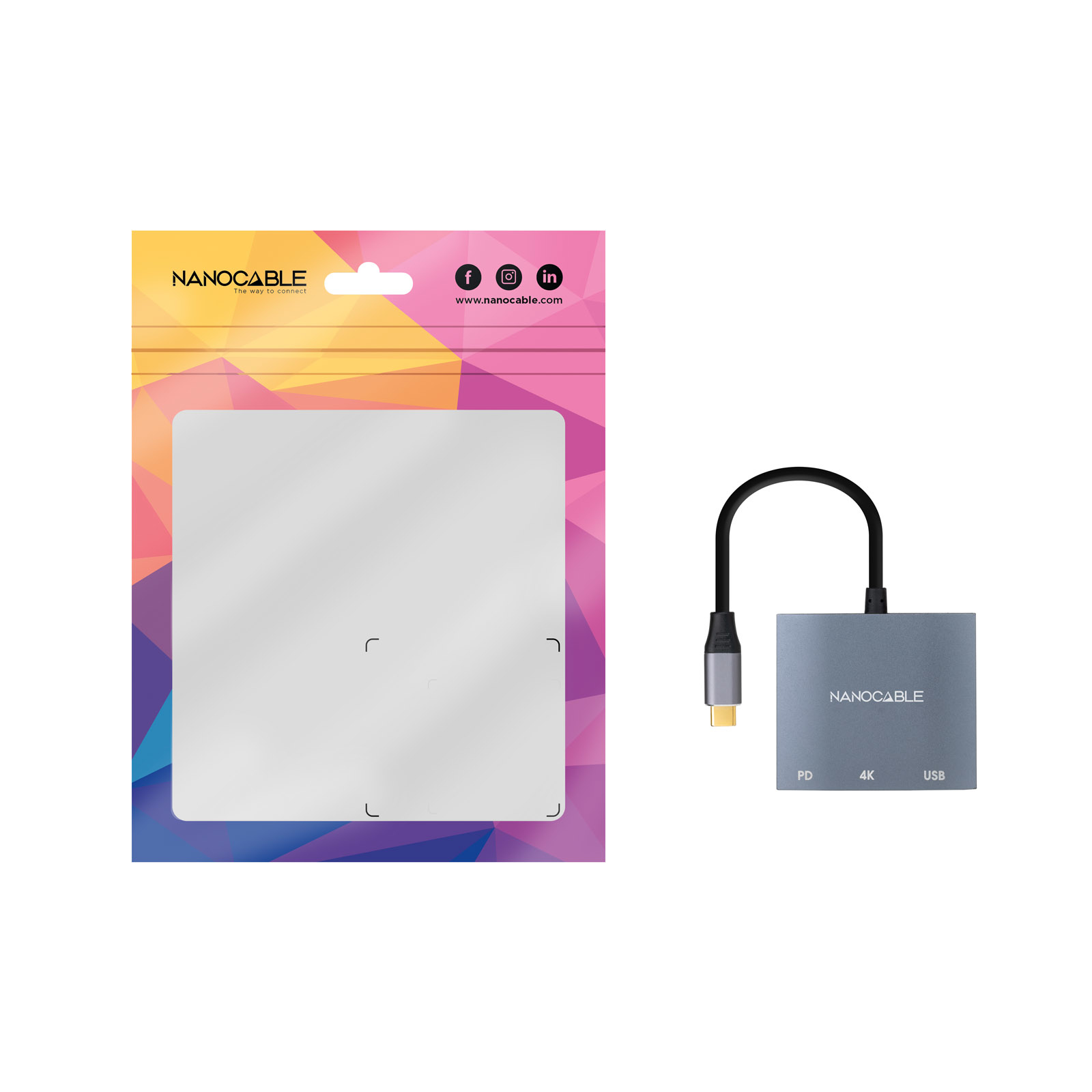 Nanocable - Adaptador Nanocable USB-C > HDMI + USB + USB-C (PD60W) Compatible con Thunderbolt 3