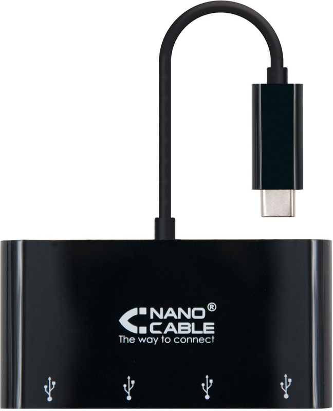 Nanocable - Hub USB-C NanoCable 4x USB 3.0 Type A 10 CM Negro