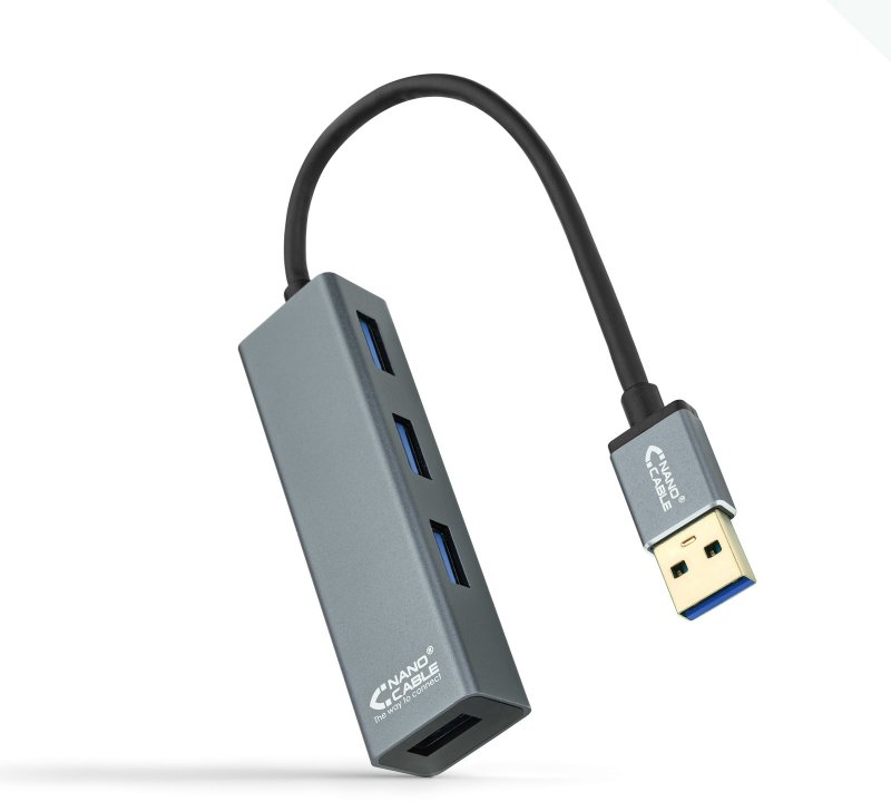 Nanocable - Hub USB 3.0 NanoCable 4x USB 3.0 Type A 10 CM Aluminio