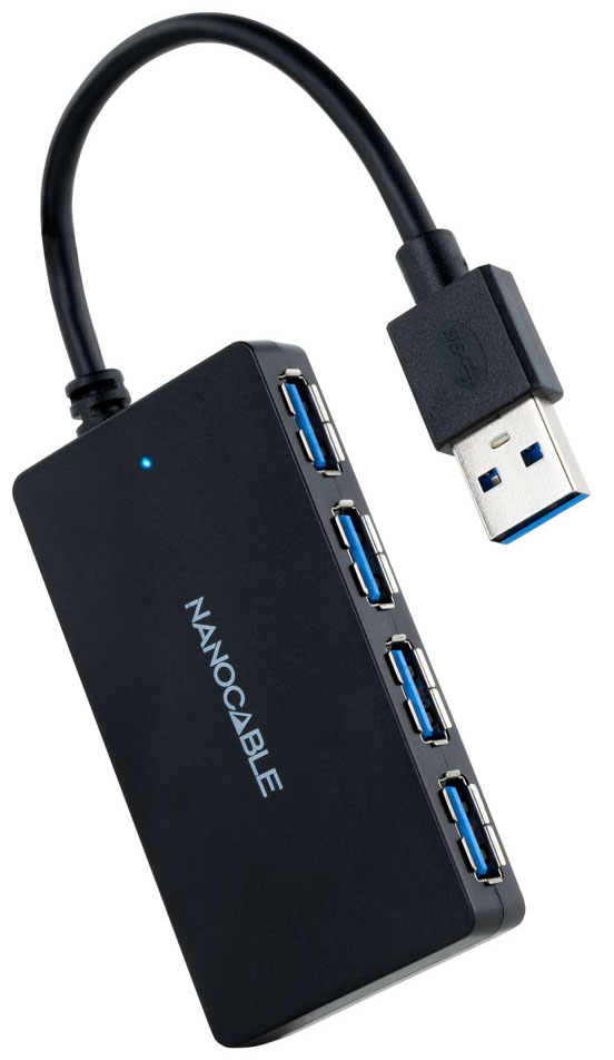 Hub USB 3.0 NanoCable 4x USB 3.0 USB-A/M-USB 3.0/F 15 CM Negro
