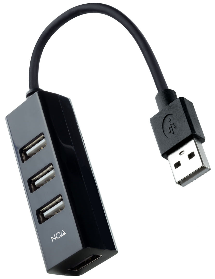 Hub USB 2.0 NanoCable 4x USB 2.0 USB-A/M-USB 2.0/F 15 CM Negro