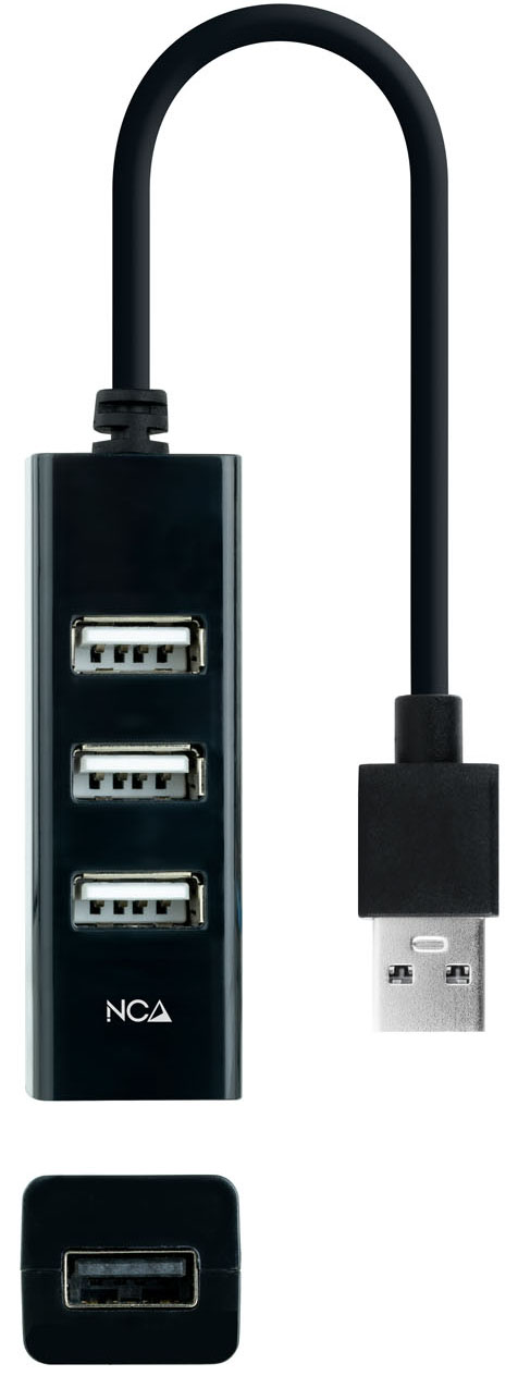 Nanocable - Hub USB 2.0 NanoCable 4x USB 2.0 USB-A/M-USB 2.0/F 15 CM Negro