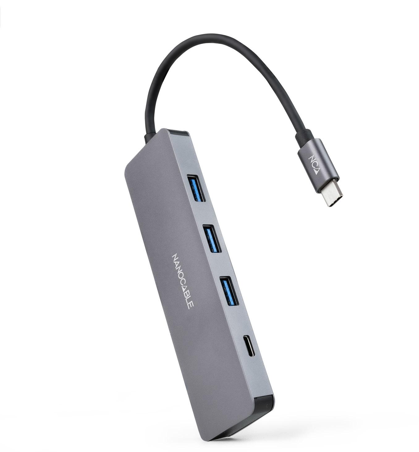 Nanocable - Hub USB-C Nanocable 3x USB 3.0 Type A + 1x USB-C 10 CM Gris