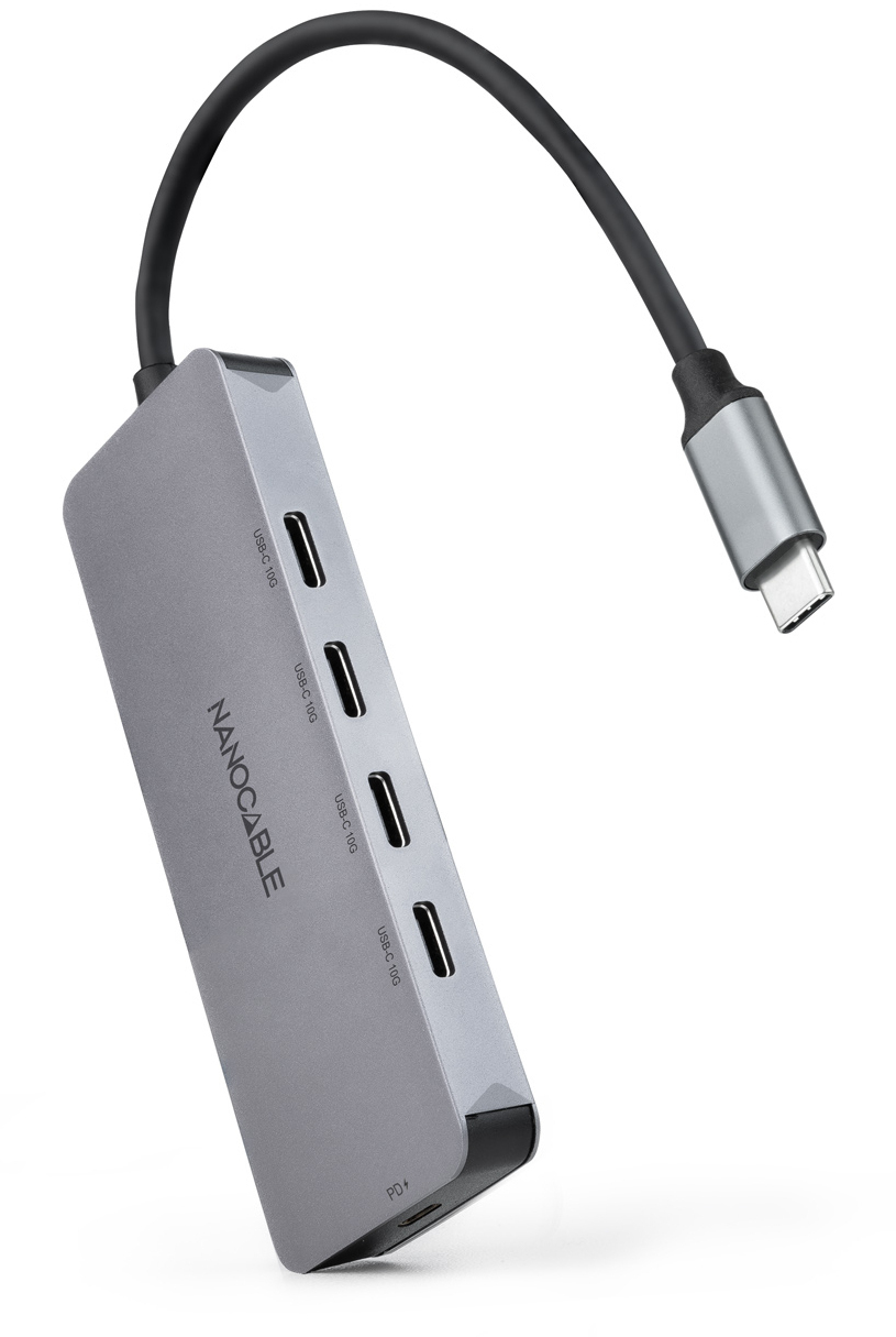 Nanocable - Hub Nanocable USB-C > 4xUSB-C + USB-C PD 100W 10 CM Gris