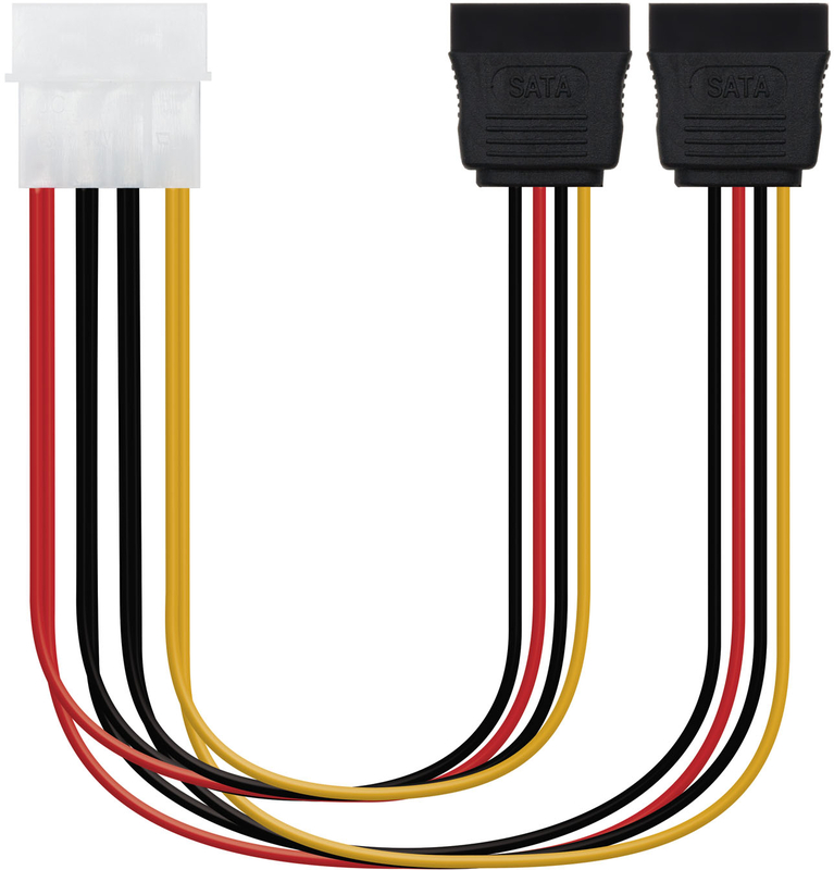 Cable de Alimentación SATA NanoCable - 5.25" (Molex 4Pinos) M - 2x SATA F 20 CM OEM