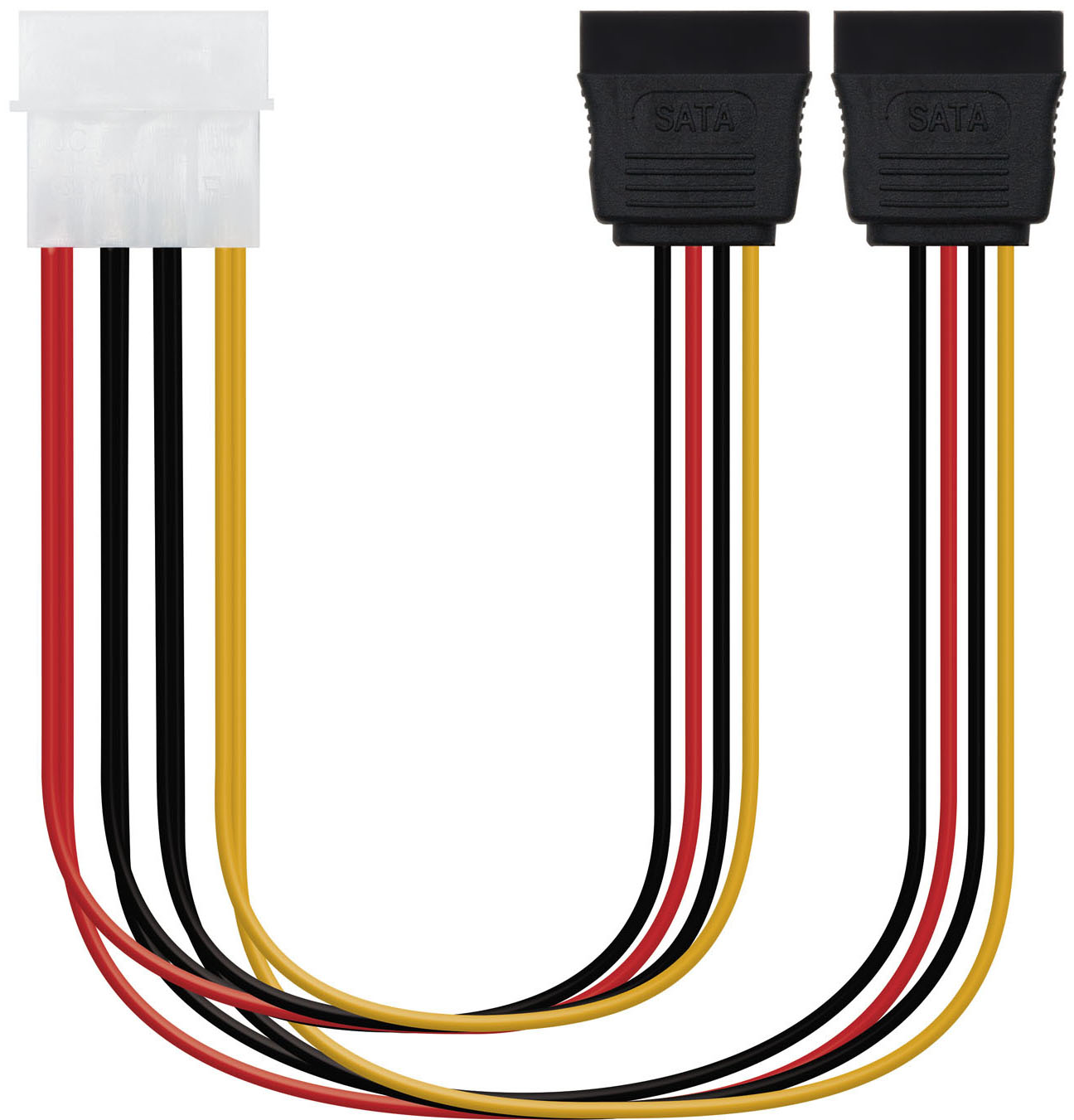 Cable de Alimentación SATA NanoCable - 5.25" (Molex 4Pinos) M - 2x SATA F 20 CM
