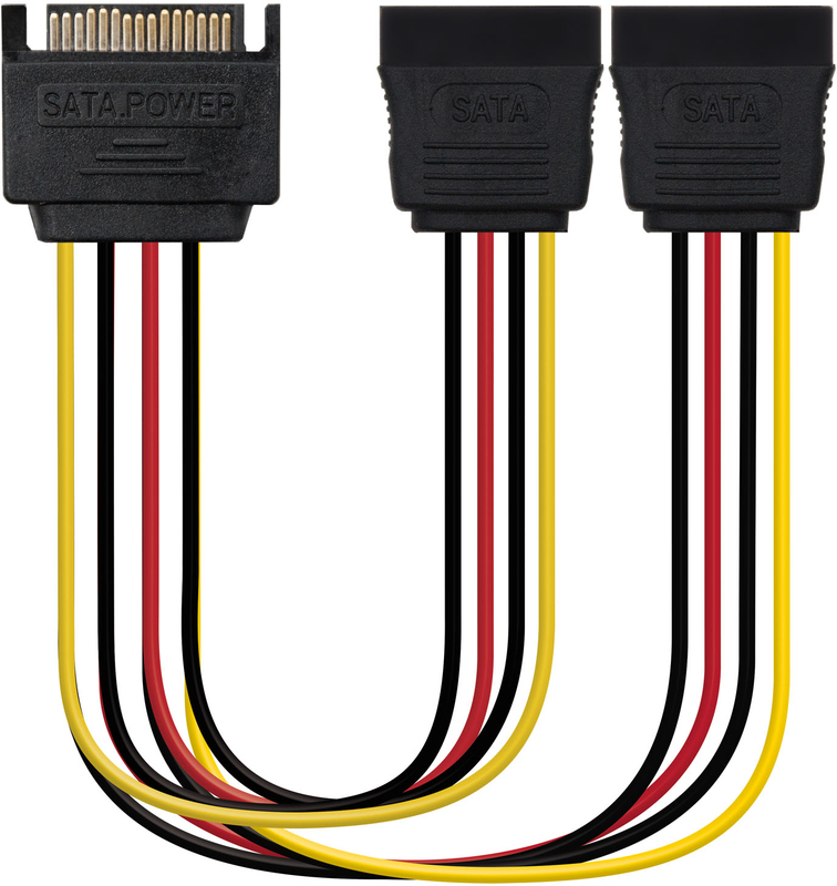 Cable de Alimentación SATA NanoCable - SATA M para 2x SATA F 20 CM