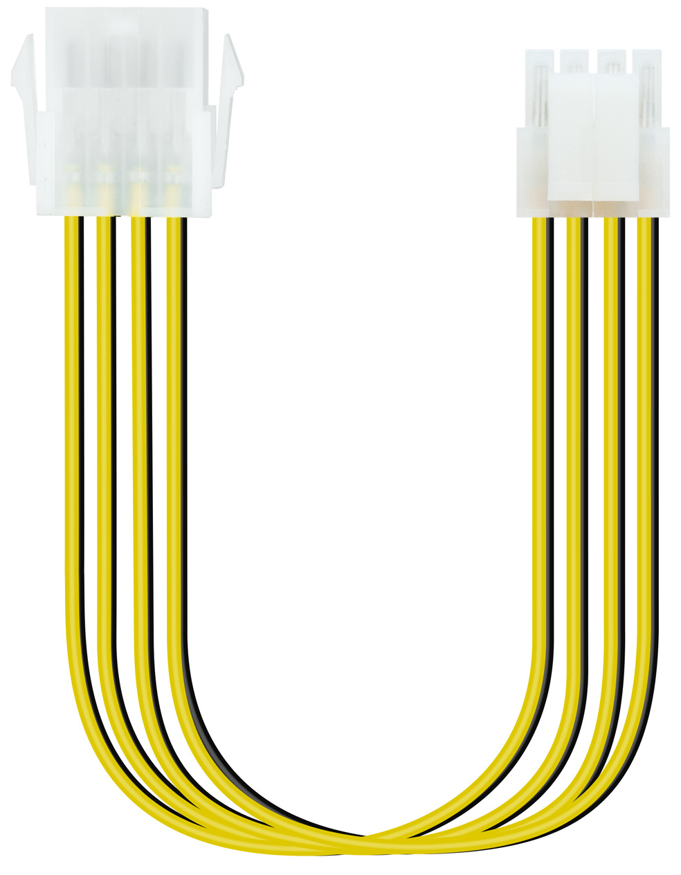 Cable Extensor de Alimentación NanoCable 8PIN/F - 4/4PIN/M 30CM Negro/Amarillo