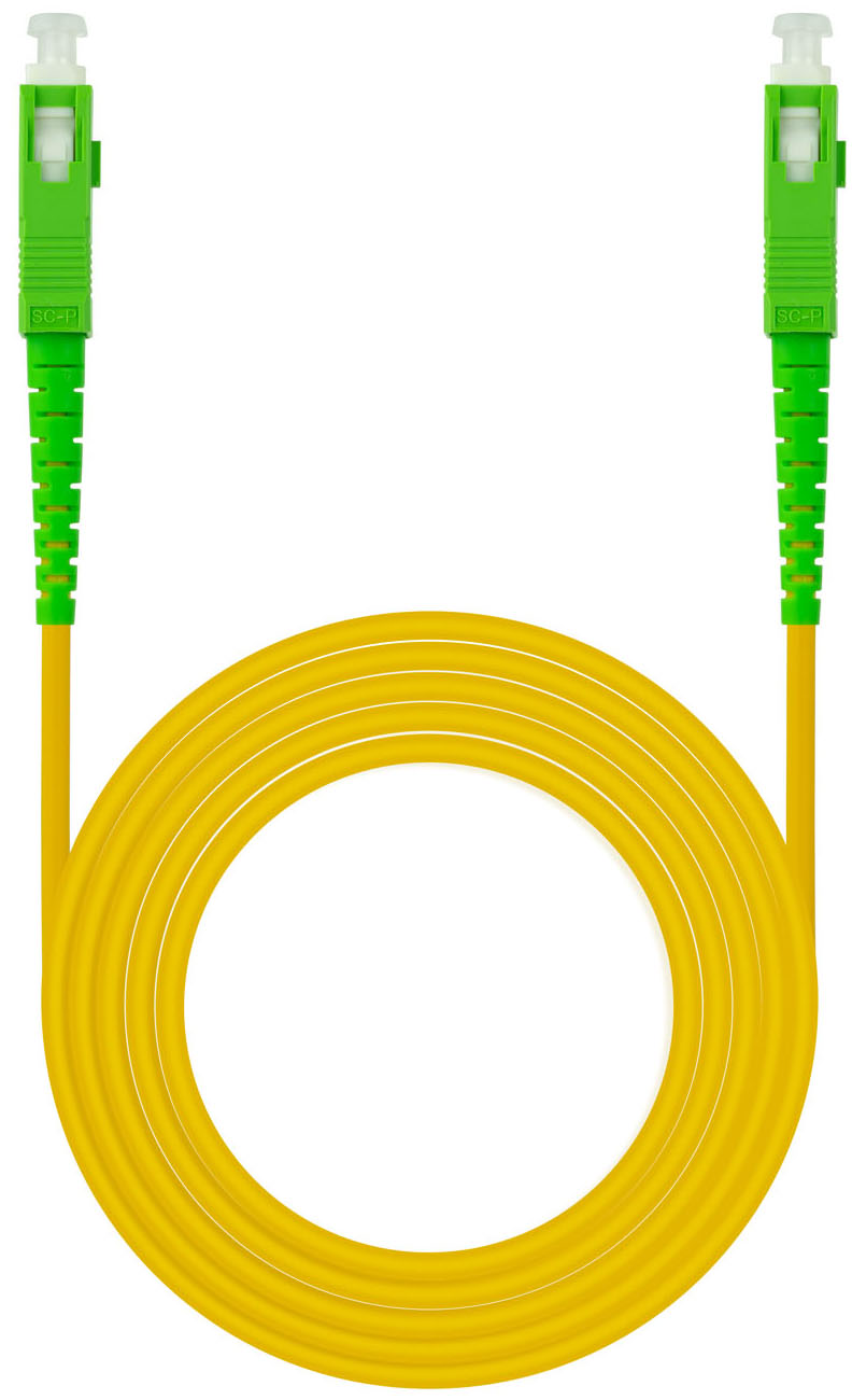 Nanocable - Cable de Fibra Óptica NanoCable SC/APC-SC/APC Monomodo Simplex LSZH 3 M Amarillo