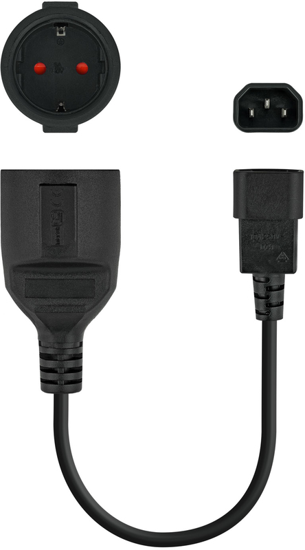 Nanocable - Cable Adaptador de Alimentación Nanocable C14 p/ Schuko 0.25 M Preto