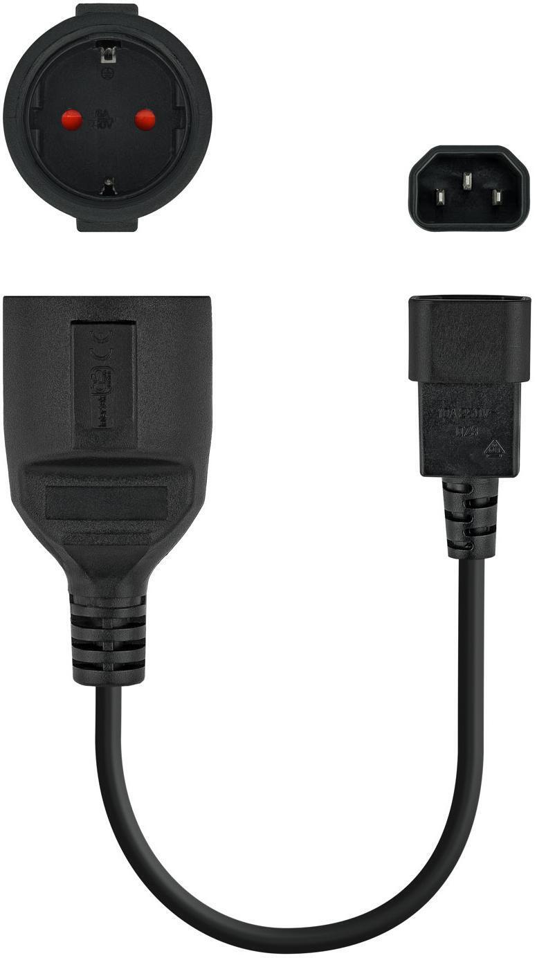 Nanocable - Cable Adaptador de Alimentación Nanocable C14 p/ Schuko 0.5 M Negro