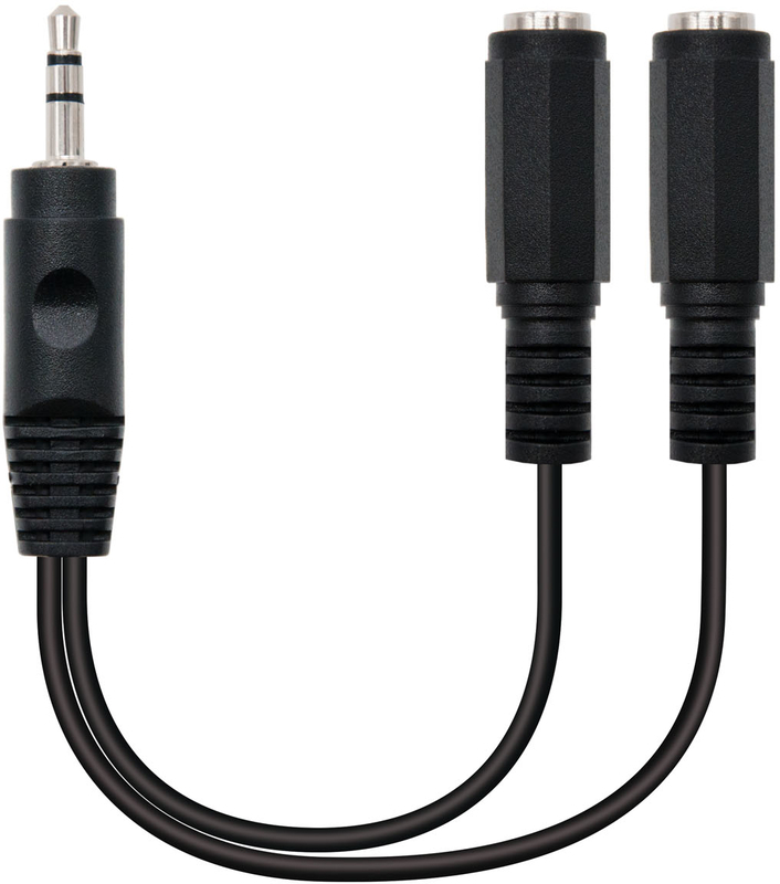 Nanocable - Cable de Divisão Audio NanoCable Jack 3,5/M - 2x Jack 3,5/F 15 CM Negro
