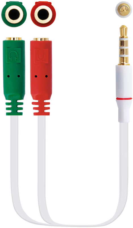 Cable de Divisão Audio NanoCable Jack 3,5/M 4 PINOS - 2x Jack 3,5/F 3 PINOS 20 CM Blanco