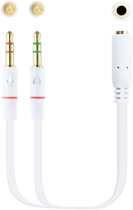 Cable de Divisão Audio NanoCable Jack 3,5/F 3 PINOS - 2x Jack 3,5/M 4 PINOS 20 CM Blanco