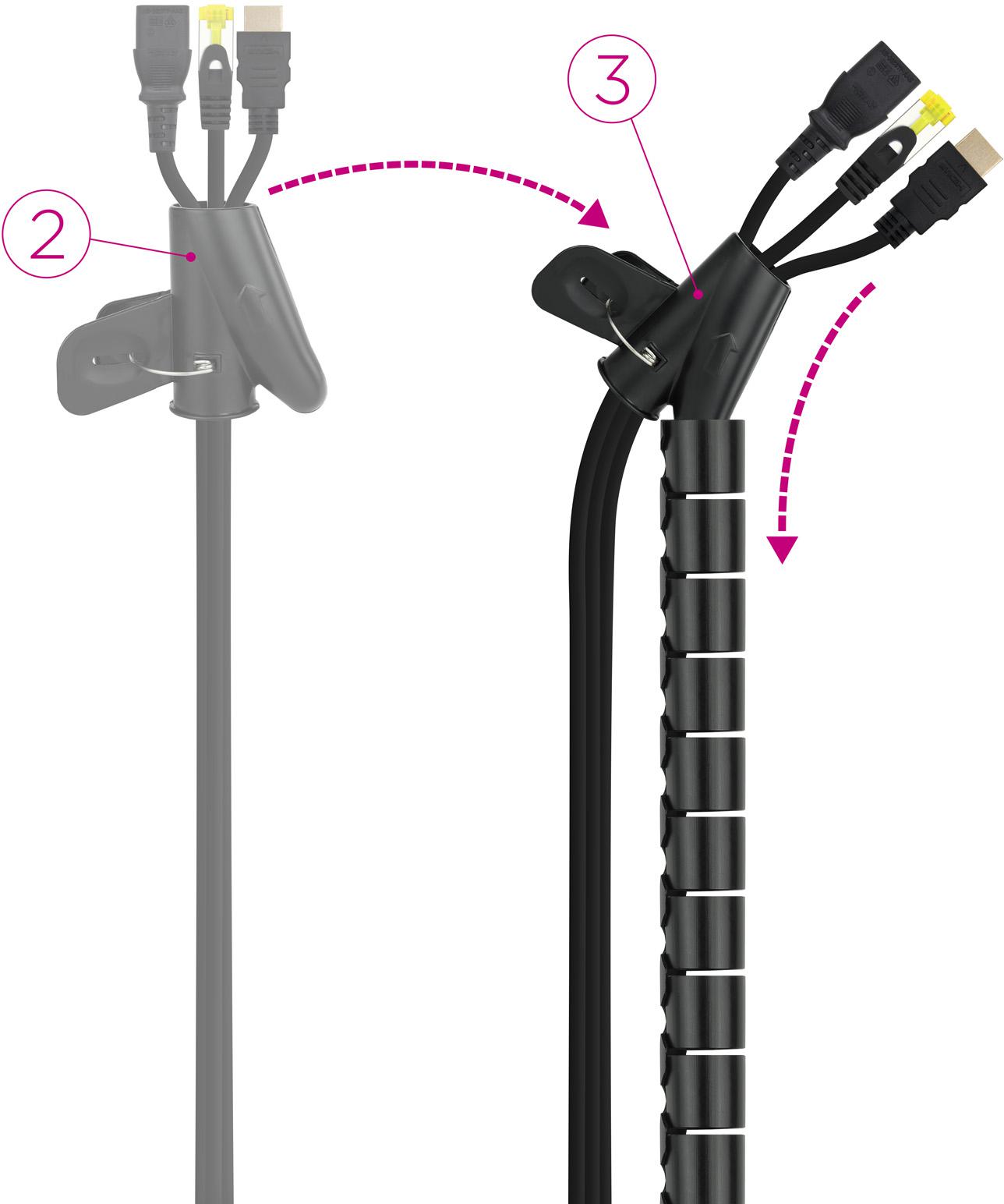 Nanocable - Organizador de cables flexible Nanocable 25 mm 2 M Negro