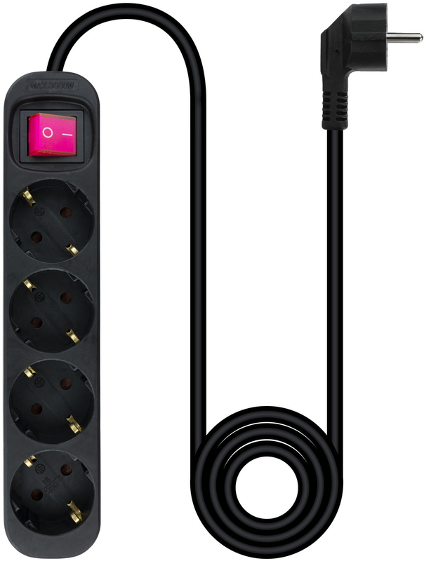 Nanocable - Regleta NanoCable 4 Tomas com switch 1.4 M Negro