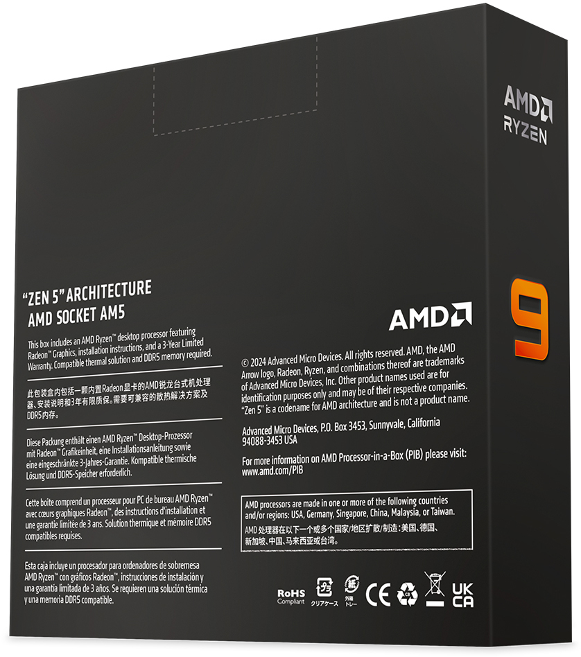 AMD - Procesador AMD Ryzen 9 9900X 12-Core (4.4GHz-5.65Hz) 64MB AM5