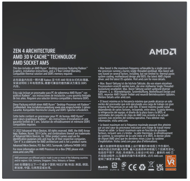 AMD - Procesador AMD Ryzen 7 7800X3D 8-Core (4.2GHz-5.0GHz) 104MB AM5
