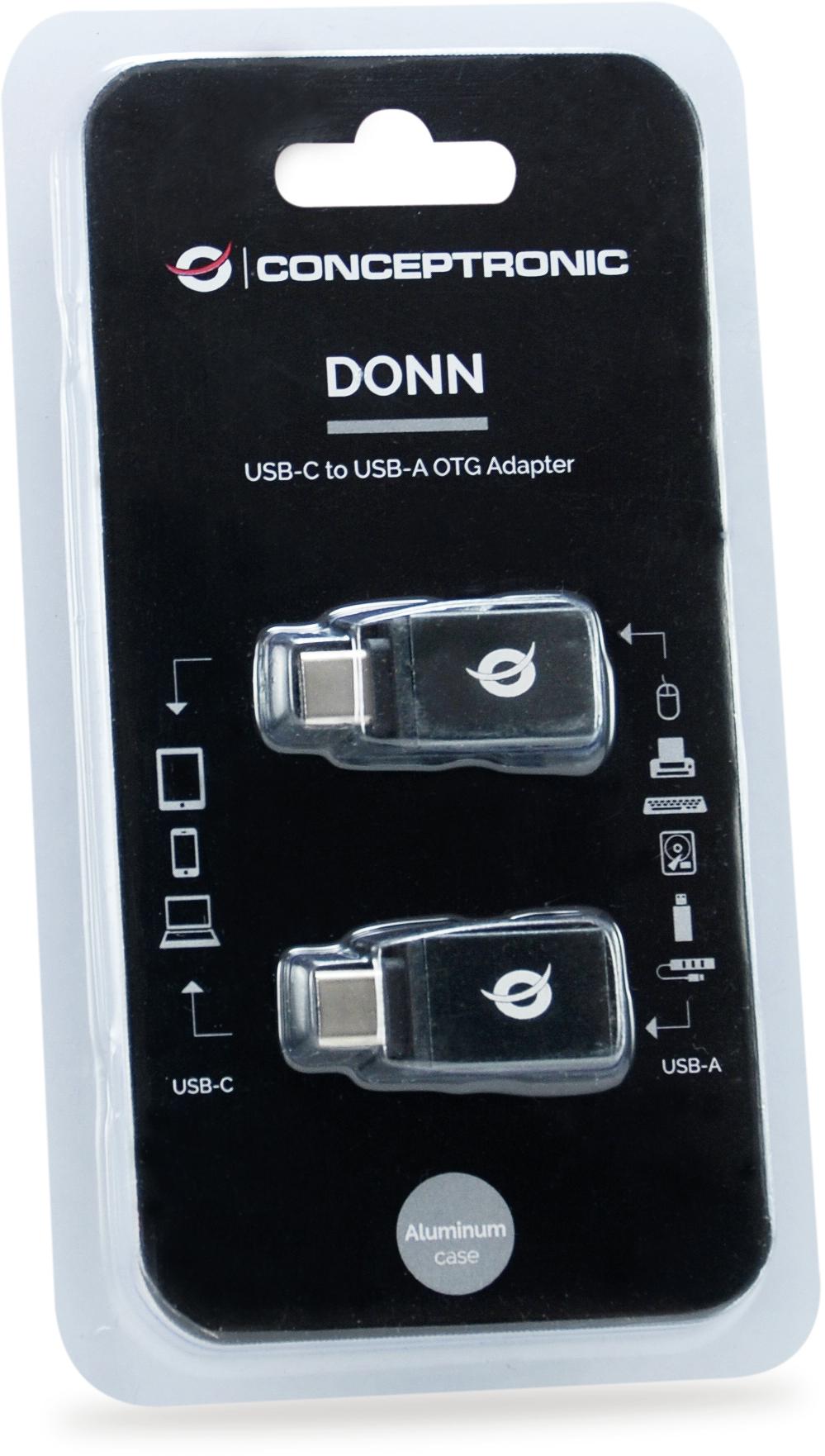 Conceptronic - Adaptador Conceptronic USB-C Macho > USB-A Hembra Pack 2 Negro