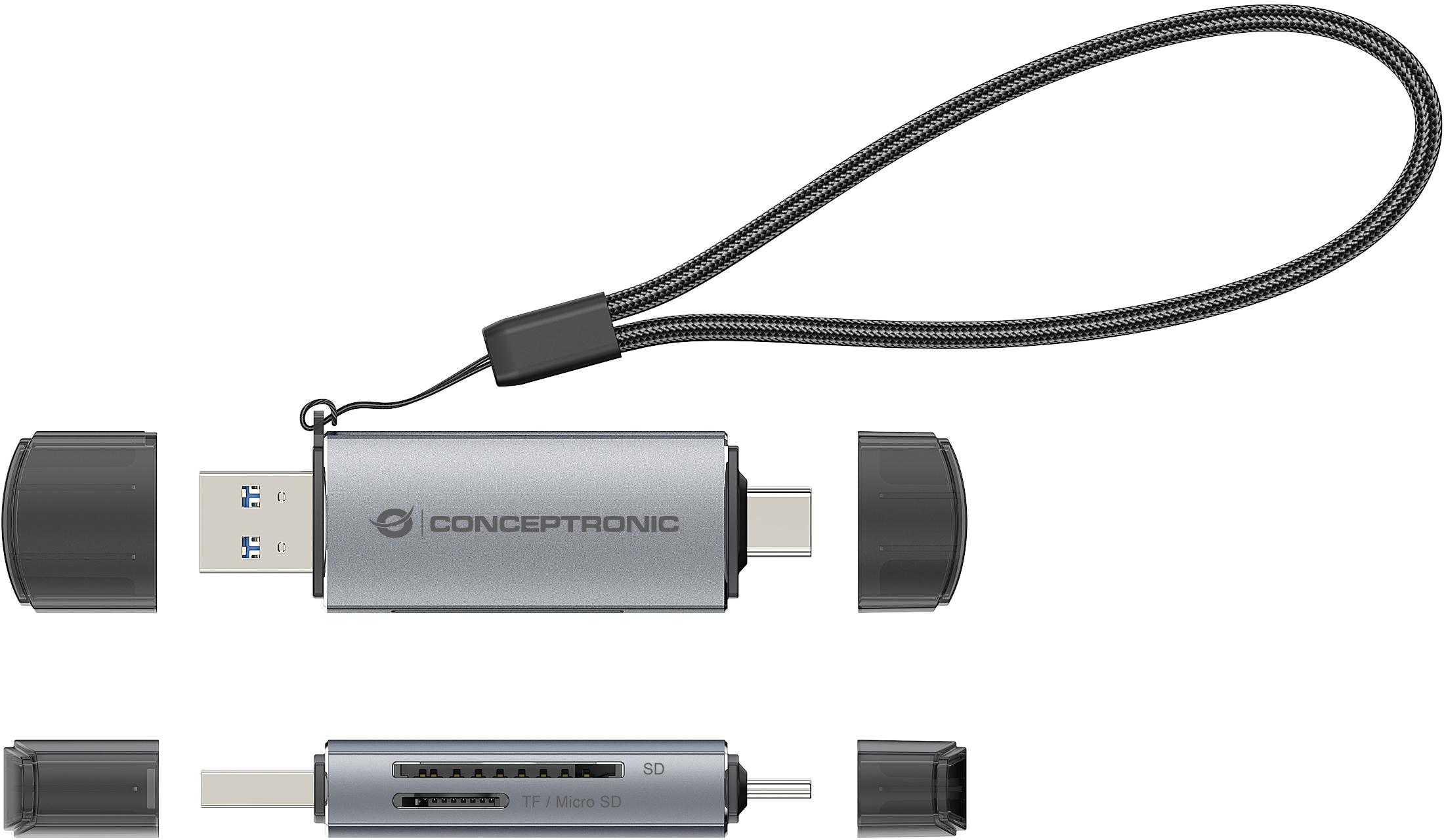 Conceptronic - Lector de Tarjetas Conceptronic Tarjetas SD/MicroSD USB 3.0 USB-C