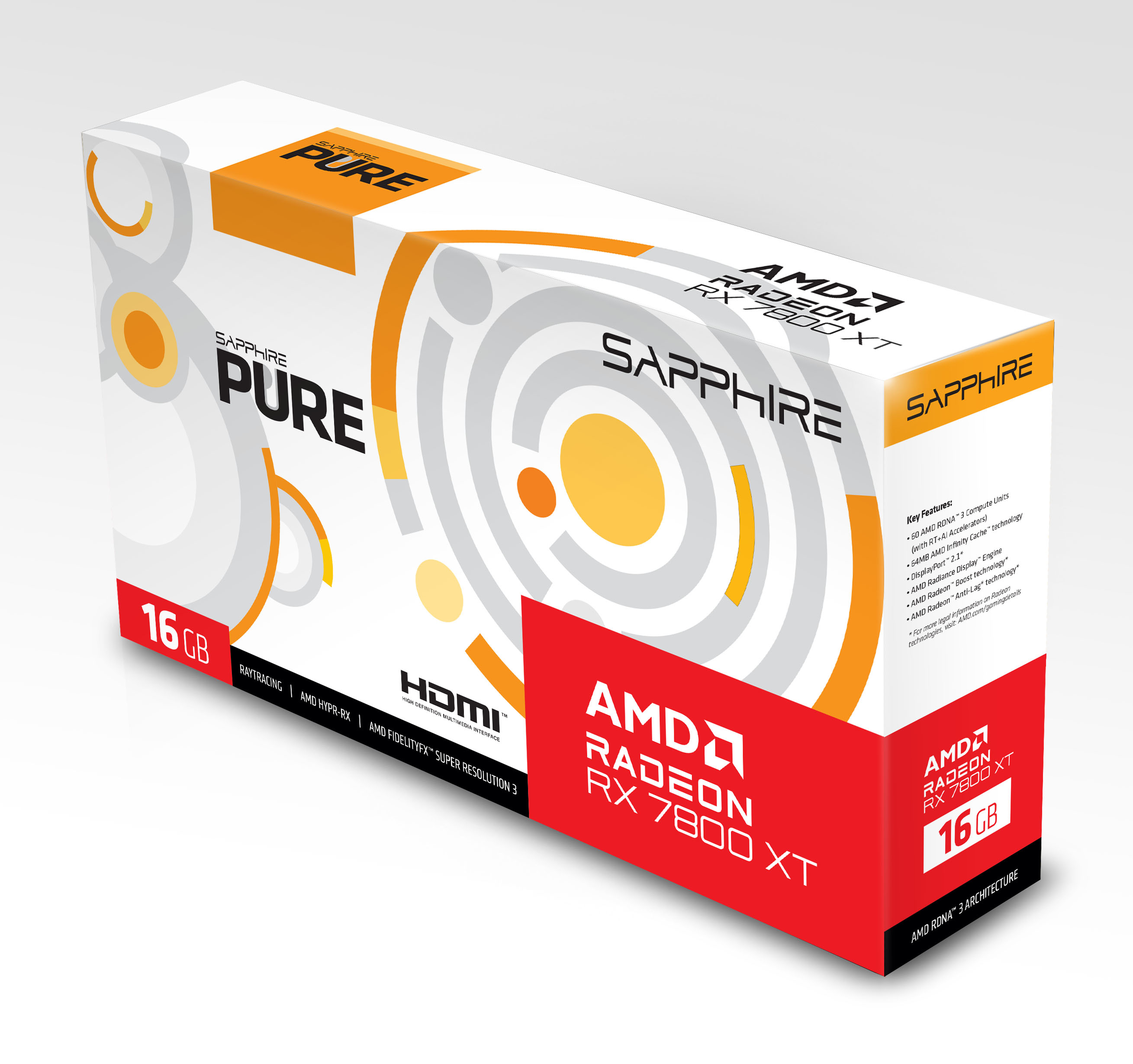 Sapphire - Tarjeta Gráfica Sapphire Radeon RX 7800 XT Pure 16GB GDDR6