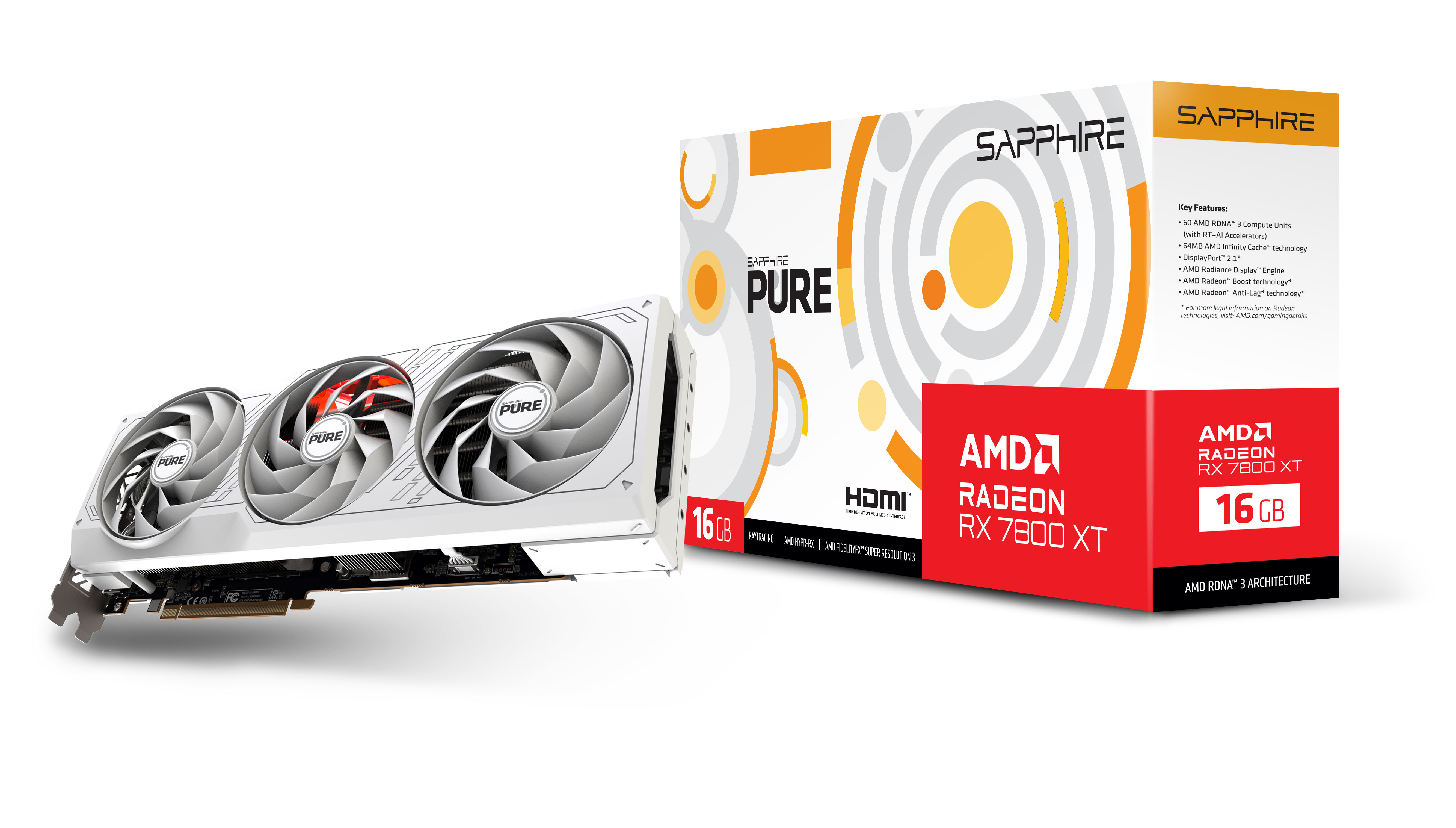 Sapphire - Tarjeta Gráfica Sapphire Radeon RX 7800 XT Pure 16GB GDDR6