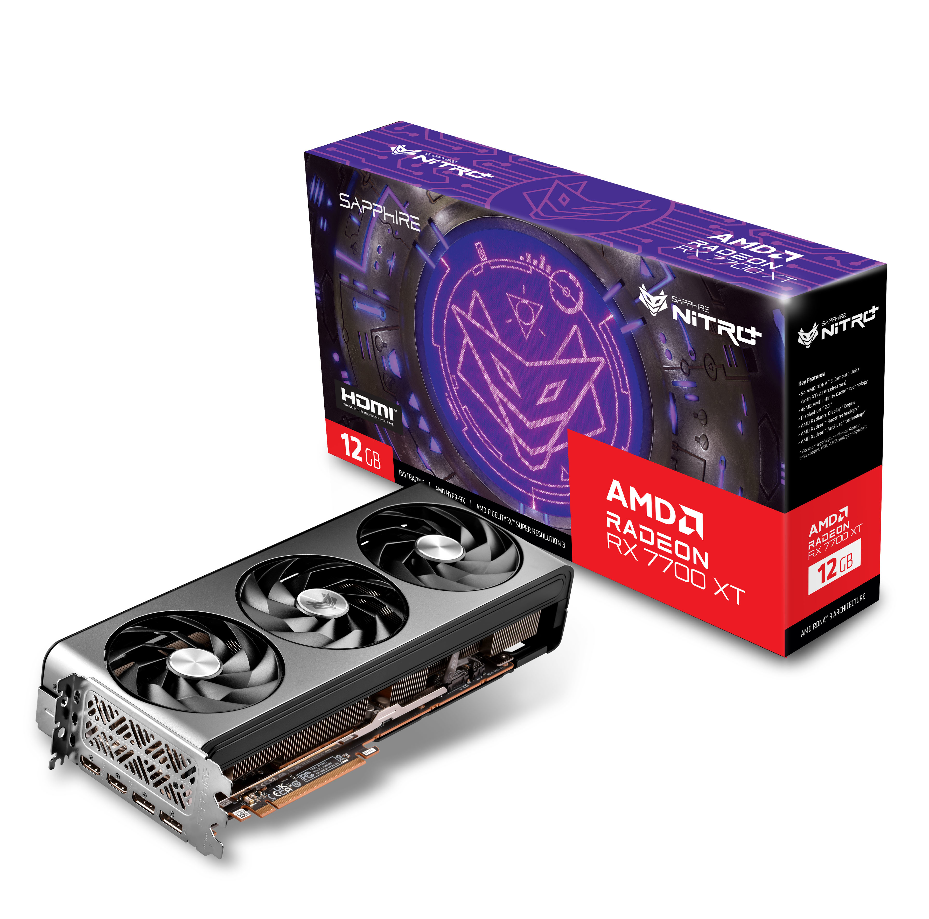 Sapphire - Tarjeta Gráfica Sapphire Radeon RX 7700 XT Nitro+ OC 12GB GDDR6