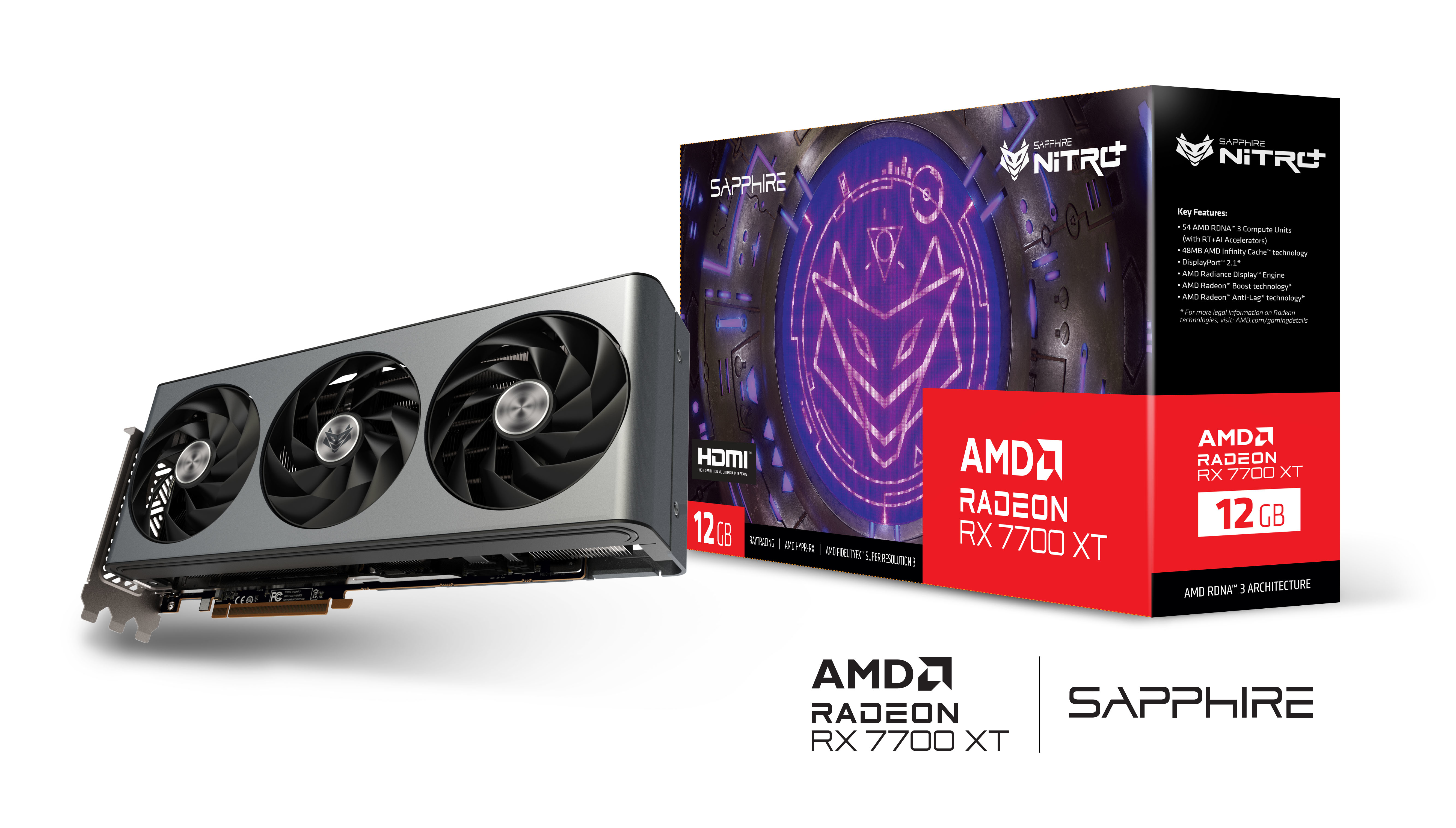 Sapphire - Tarjeta Gráfica Sapphire Radeon RX 7700 XT Nitro+ OC 12GB GDDR6