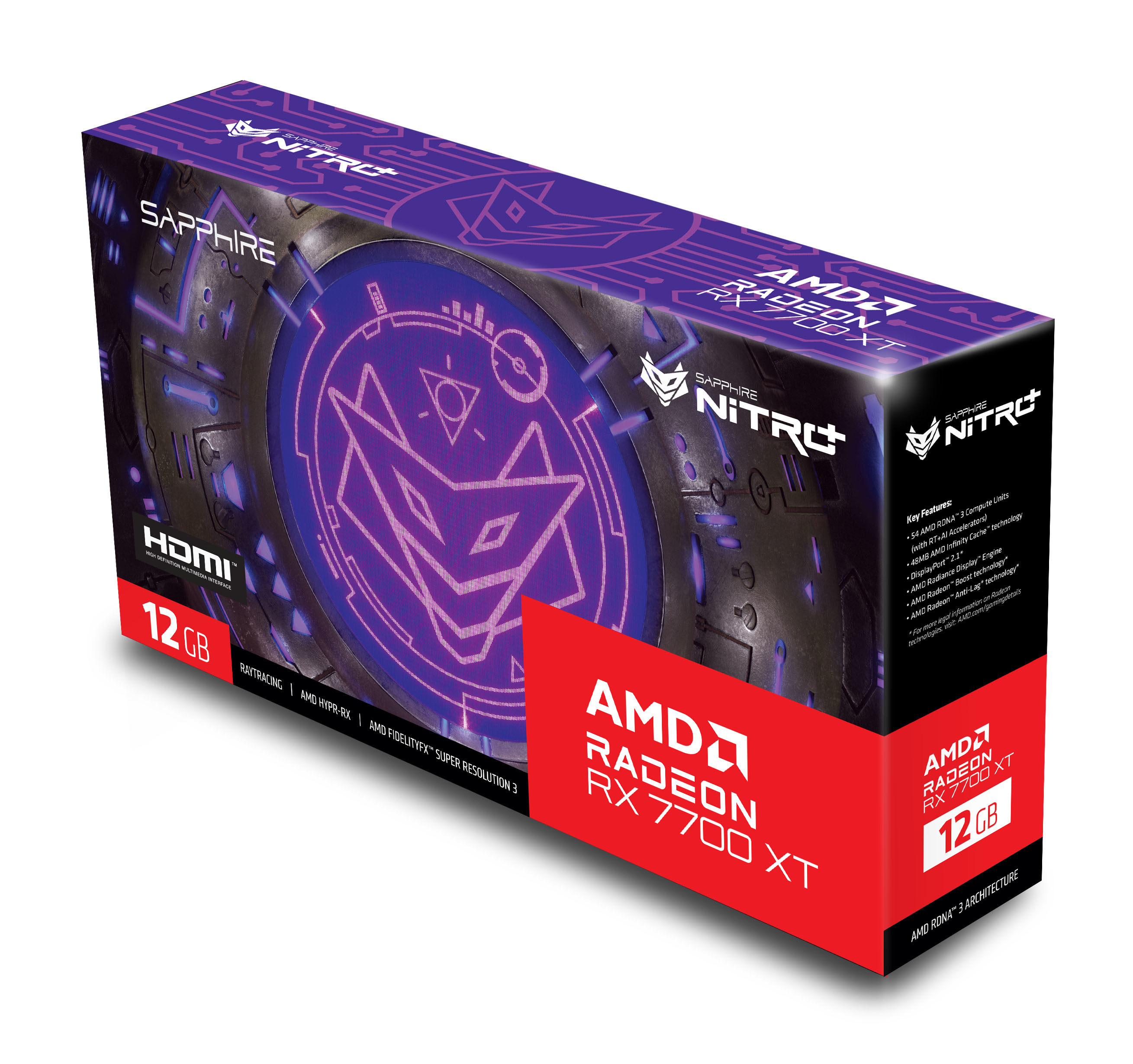 Sapphire - Tarjeta Gráfica Sapphire Radeon RX 7700 XT Nitro+ OC 12GB GDDR6