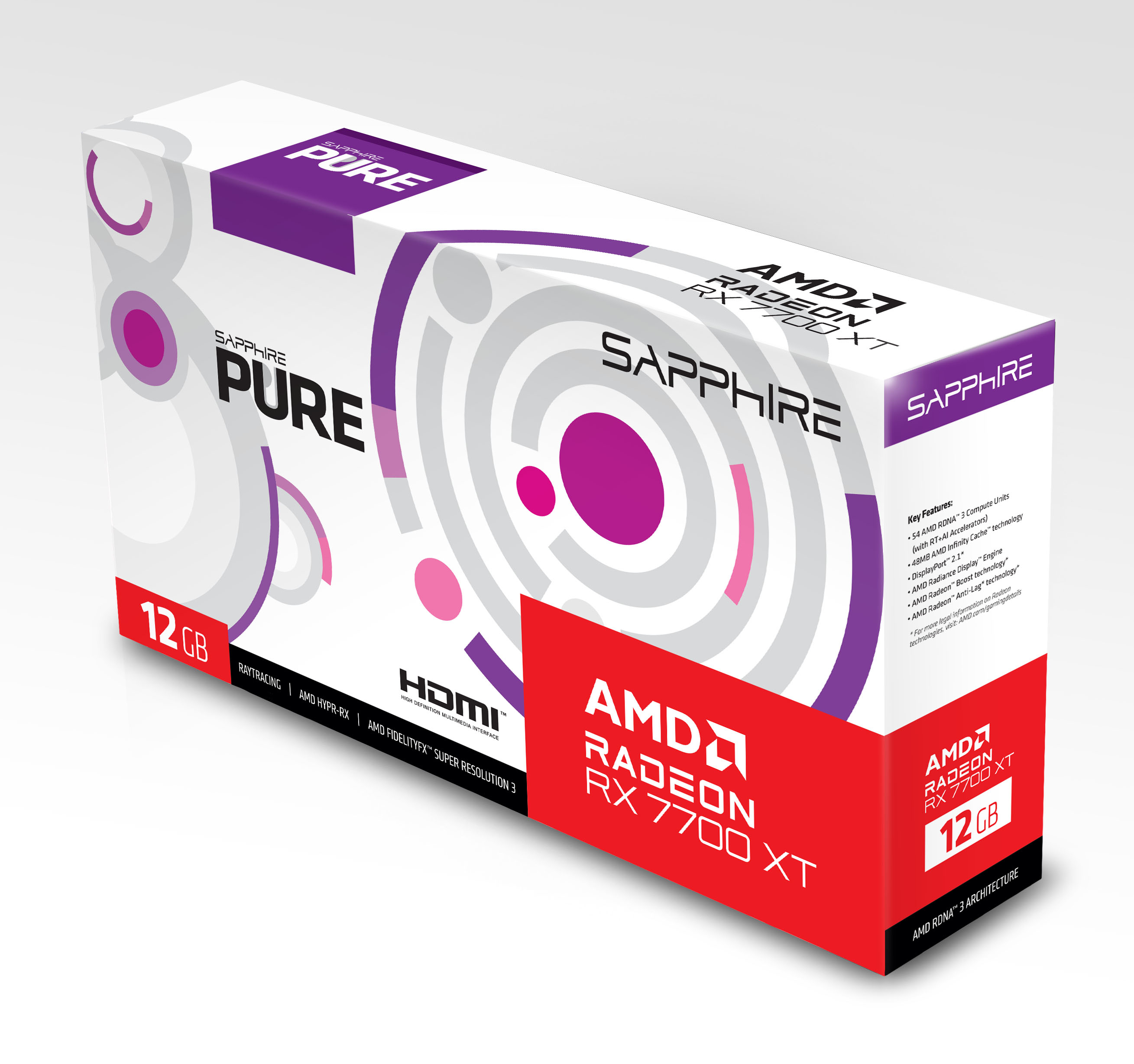 Sapphire - Tarjeta Gráfica Sapphire Radeon RX 7700 XT Pure 12GB GDDR6