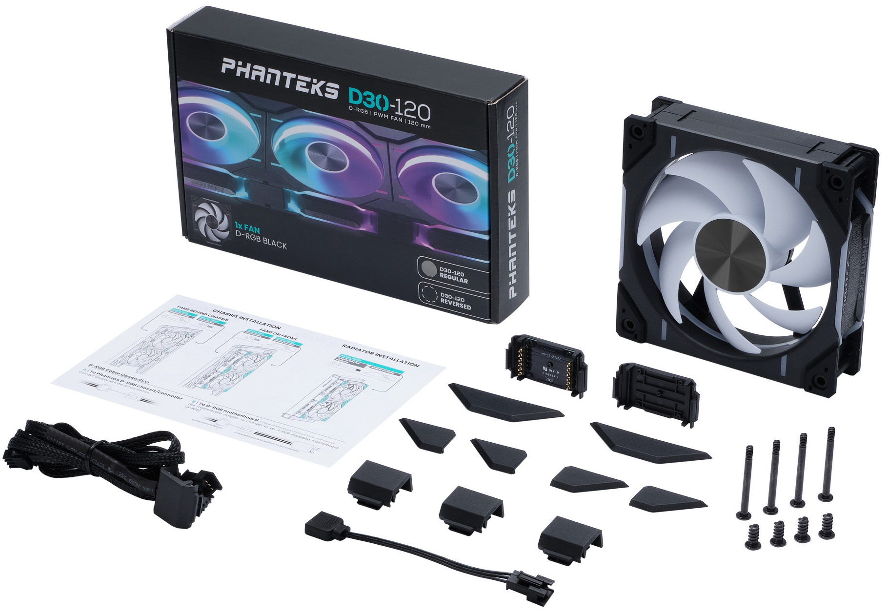 Phanteks - Ventilador Phanteks D30 PWM D-RGB Negro - 120mm