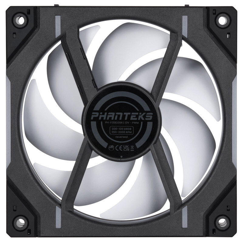 Phanteks - Ventilador Phanteks D30 PWM reverse Airflow D-RGB Negro - 120mm