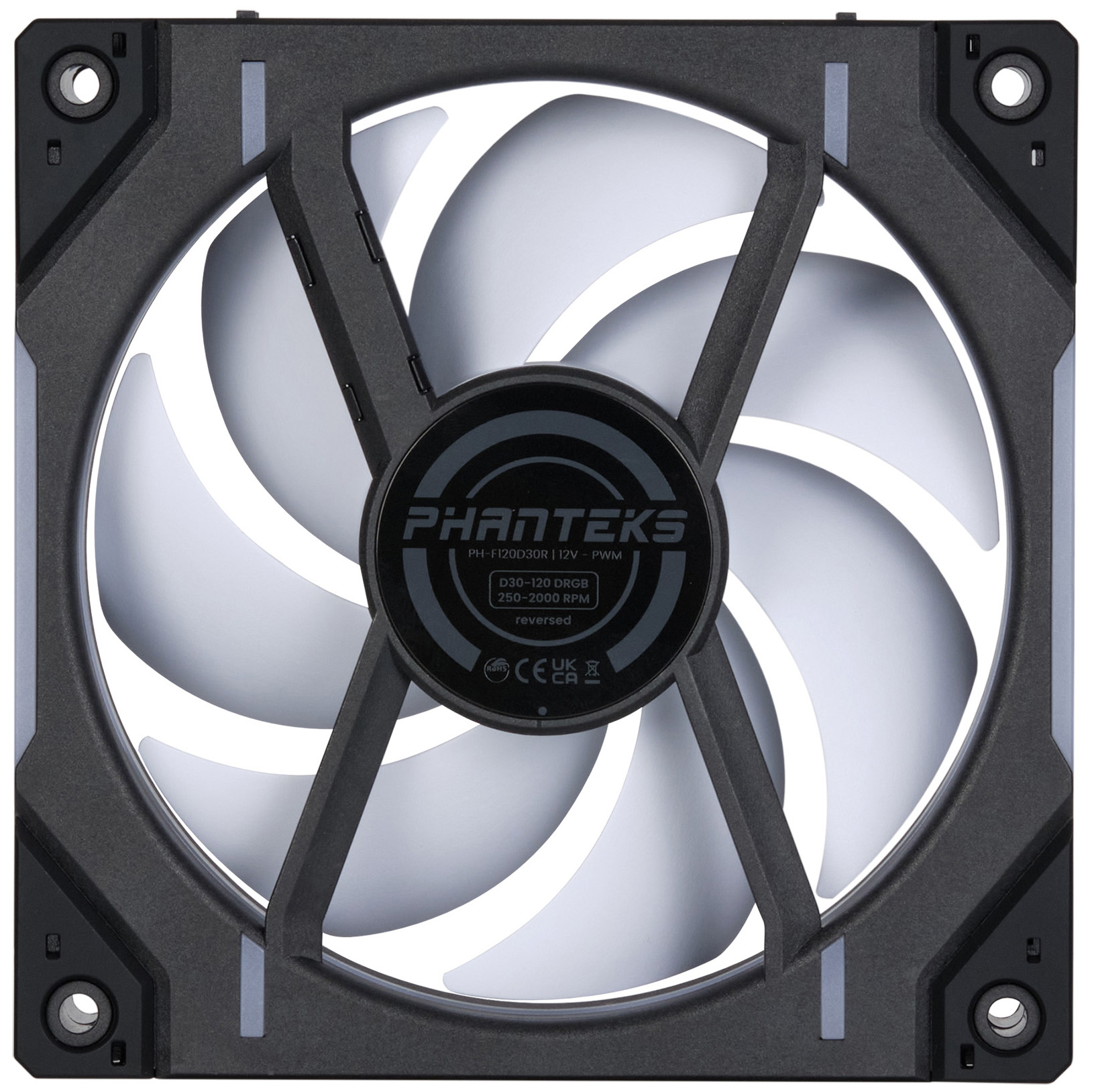 Phanteks - Ventilador Phanteks D30 PWM reverse Airflow D-RGB Negro Pack 3 - 120mm