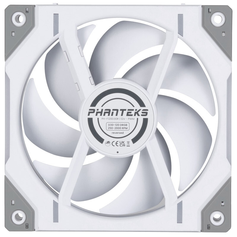 Phanteks - Ventilador Phanteks D30 PWM reverse Airflow D-RGB Blanco - 120mm