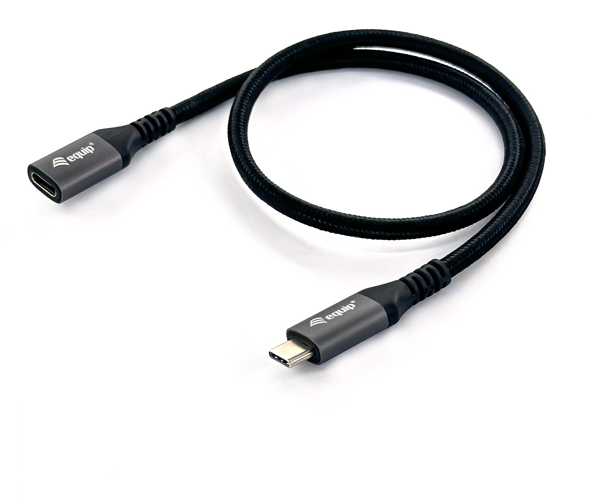 Cable Equip Extensión USB 3.2 Gen 2 10Gbps, USB-C M/F 0.5 M Negro